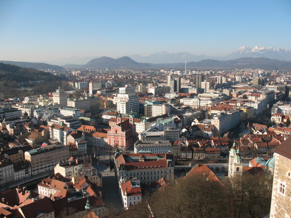 Panorama Lublany widziana z wieży zamkowej.