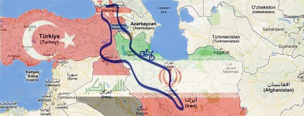 Trasa wyprawy Kaukaz i Bliski Wschód 2013