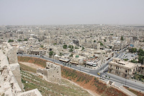 Panorama Aleppo. Widok z cytadeli Kalat Halab